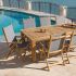 Royal Teak Collection P75 9-Piece Teak Patio Dining Set with 96x44-Inch Rectangular Table & Florida Sling Reclining Chairs