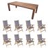 Royal Teak Collection P75GR 9-Piece Teak Patio Dining Set with 96-Inch Rectangular Table & Florida Reclining Chairs, Granite Sling