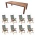 Royal Teak Collection P75MS 9-Piece Teak Patio Dining Set with 96-Inch Rectangular Table & Florida Reclining Chairs, Moss Sling
