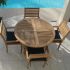Royal Teak Collection P83 5-Piece Teak Patio Dining Set with 47-Inch Sailor Round Folding Table & Avant Stacking Chairs