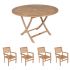 Royal Teak Collection P83WO 5-Piece Teak Patio Dining Set with 47-Inch Sailor Round Folding Table & Avant Stacking Chairs