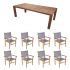 Royal Teak Collection P87GR 9-Piece Teak Patio Dining Set with 96-Inch Rectangular Table & Captiva Stacking Chairs, Granite Sling