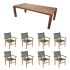 Royal Teak Collection P87MS 9-Piece Teak Patio Dining Set with 96-Inch Rectangular Table & Captiva Stacking Chairs, Moss Sling