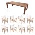 Royal Teak Collection P87WH 9-Piece Teak Patio Dining Set with 96-Inch Rectangular Table & Captiva Stacking Chairs, White Sling