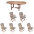 Royal Teak Collection P9GR 7-Piece Teak Patio Dining Set with 60/78-Inch Oval Expansion Table & Sailor Folding Chairs, Granite Multi Cushions