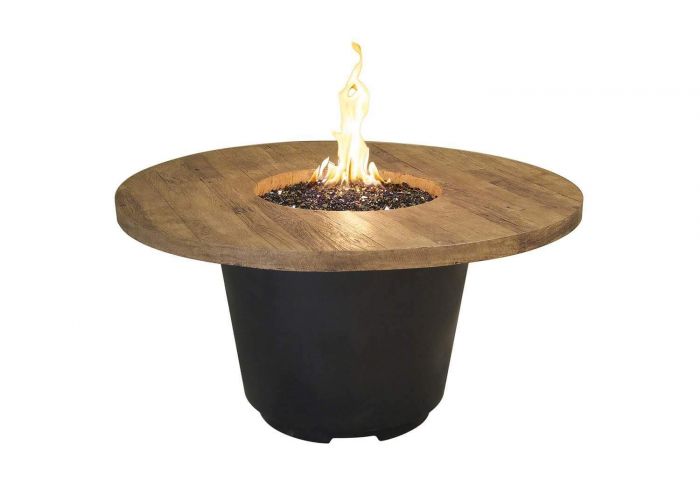 French Oak French Barrel Oak Cosmo Chat Height Fire Table, Round