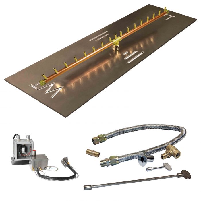Crossfire by Warming Trends CFBL-P24VIK 24 Volt Hot Surface Electronic Ignition Linear Brass Gas Fire Pit Burner Kit
