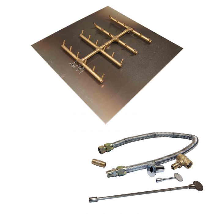 Crossfire by Warming Trends CFBST-FLKV Match Light Square Tree-Style Brass Gas Fire Pit Burner Kit