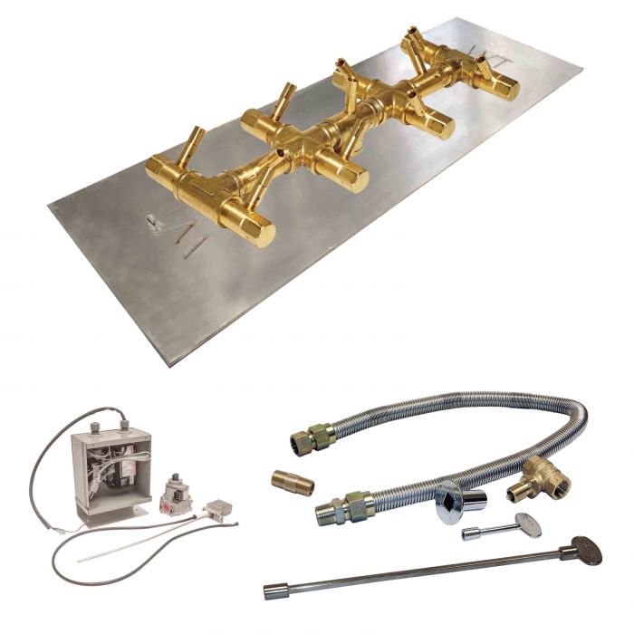 Crossfire by Warming Trends CFBT-24VIK 24 Volt Electronic Spark Ignition Linear Tree-Style Brass Gas Fire Pit Burner Kit