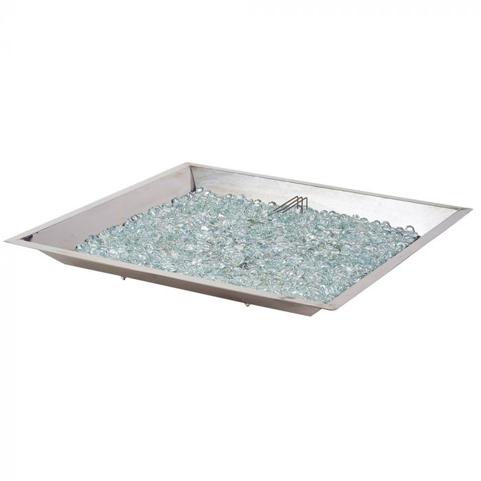 The Outdoor GreatRoom Company CFPDSI-SQ Square Crystal Fire Plus Stainless Steel Gas Burner, Bowl Pan