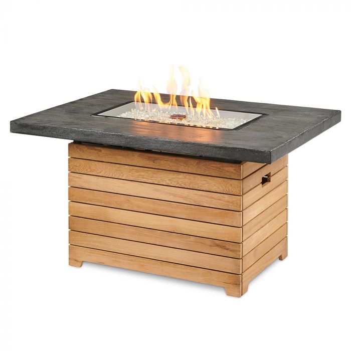 The Outdoor Greatroom Company Dar 1224 Ebg Darien Gas Fire Pit Table With Everblend Top And Teak Base 44x30 Inch