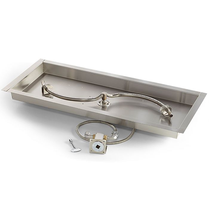 Hearth Products Controls MLFPK UL Listed Match Light Gas Fire Pit Kit, Rectangular Bowl Pan