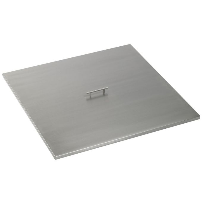 The Outdoor Plus OPT28SC Brushed Stainless Steel Square Fire Pit Cover, 28x28Inch