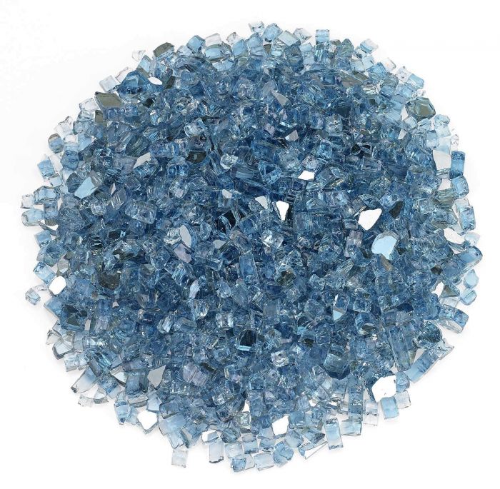 American Fireglass 10-Pound Premium Fire Glass, 1/4 Inch, Pacific Blue Reflective