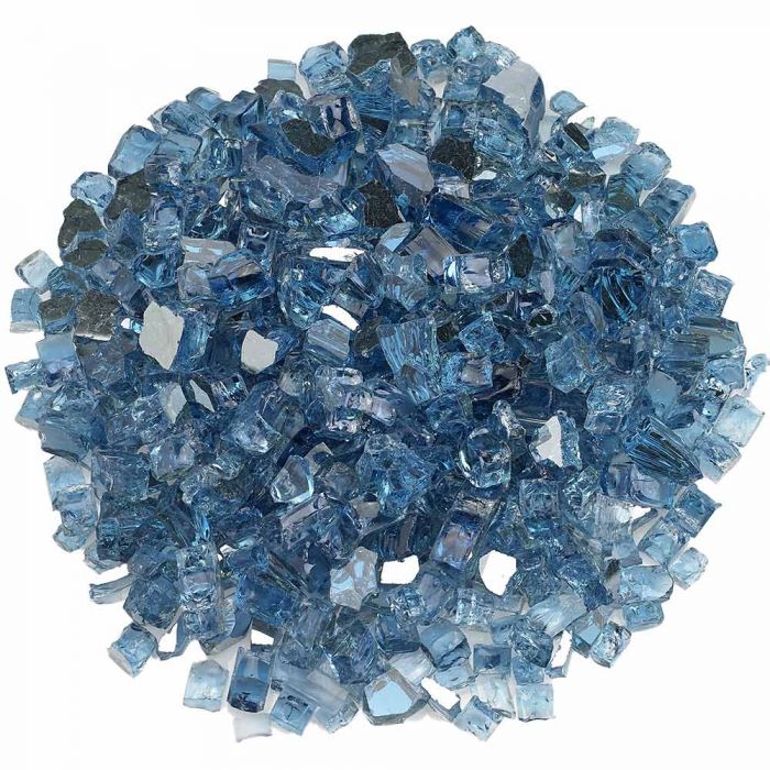Azuria Blue American Fireglass 10-Pound Reflective Fire Glass with Fireplace Glass and Fire Pit Glass 1/4-Inch