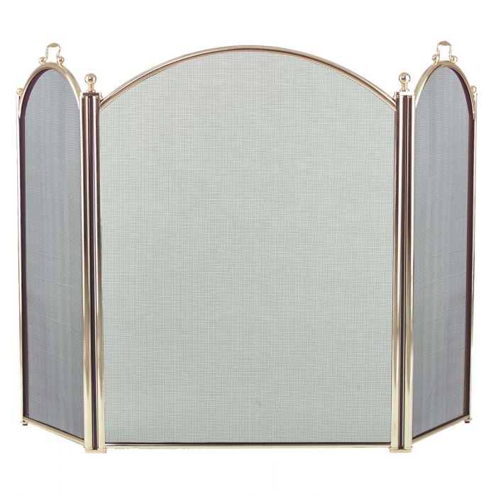 Dagan DG-2383-34 Three Fold Polished Brass Arched Fireplace Screen, 52x34-Inches