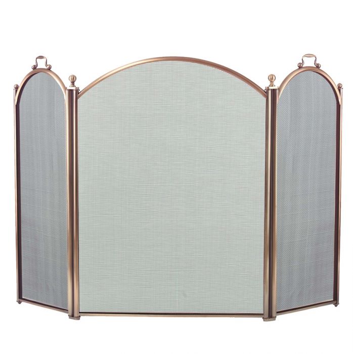 Dagan DG-4383-34 Three Fold Antique Brass Arched Fireplace Screen, 52x34-Inches