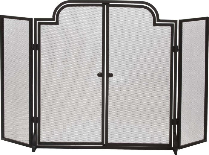 Dagan DG-S147 Three Fold Wrought Iron Arched Fireplace Screen with Doors, 55x32-Inches