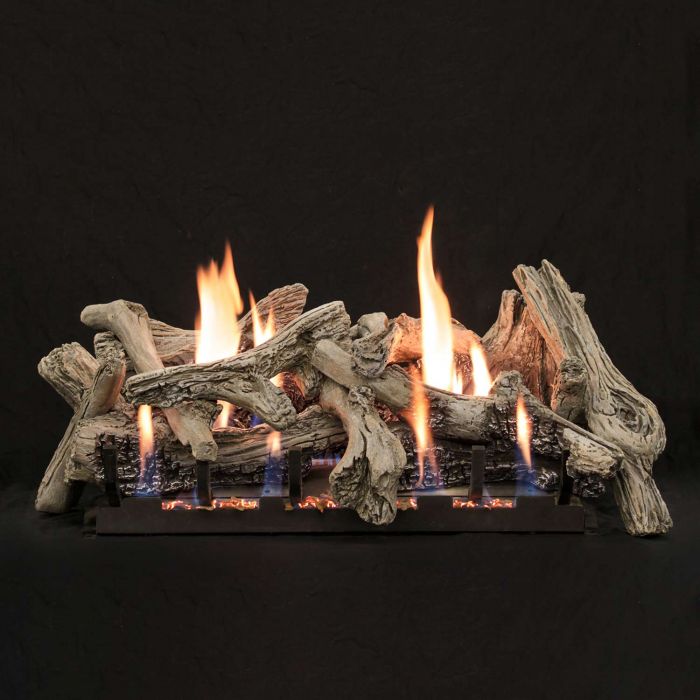 White Mountain Hearth LSxxCDV-Kit Driftwood Vented Burncrete Complete Fireplace Log Set