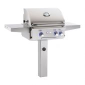 American Outdoor Grill "L" Series 24 Inch Gas Grill On In-Ground Post - Pictured With Optional Rotisserie Kit
