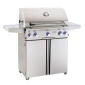 American Outdoor Grill "L" Series 30 Inch Gas Grill On Cart With Side Burner - Pictured With Optional Rotisserie Kit