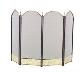 Dagan DG-2083-9F Four Fold Black and Polished Brass Arched Fireplace Screen, 52x32.5-Inches