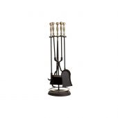 Dagan DG-5456 Five Piece Fireplace Tool Set, Antique Brass and Black