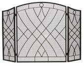 Dagan DG-AHS116 Three Fold Black Wrought Iron Arched Fireplace Screen, 51.5x34-Inches