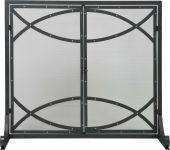 Dagan DG-AHS185 Fireplace Screen with Doors with Silver Rivet Design, 39x34-Inches