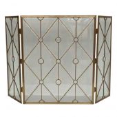 Dagan DG-S2300GL Three Fold Bevelled Glass with Electro Plated Gold Finish Diamond and Circle Design, 53x34-Inches