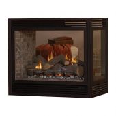 White Mountain Hearth DVP36PP32EP Tahoe Direct Vent Premium Peninsula Gas Fireplace with Barrier, Gas Logs, and Black Arch Louvers, Millivolt, 36-Inches, Propane