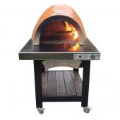 FDP-FORNO-EI Forno Dual Fuel Wood & Gas Countertop Glass Tile Pizza Oven on Cart