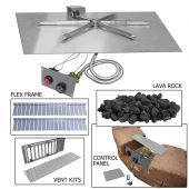 Firegear FPB-SFMSIN-PK Square Stainless Steel Gas Fire Pit Burner Kit for Paver Blocks with Spark Ignition