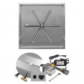 Firegear FPB-SBSAWS Electronic Ignition Gas Fire Pit Burner Kit with Square Drop Pan & Stainless Steel Burning Spur