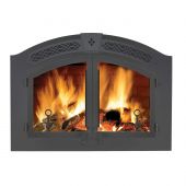 Napoleon NZ6000 High Country 6000 Wood Fireplace, Arched Wrought Iron Double Door, Wrought Iron Faceplate