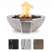 TOP Fires by The Outdoor Plus OPT-27RWGFW Sedona 27-Inch Round Wood Grain Concrete Gas Fire & Water Bowl