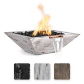 TOP Fires by The Outdoor Plus OPT-30SWGFW Maya 30-Inch Square Wood Grain Concrete Gas Fire & Water Bowl