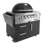 Primo GXLC Extra Large Oval Ceramic Propane Kamado Grill on Two-Drawer Cart