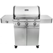Saber R50CC0317 3-Burner Deluxe Freestanding Cast Infrared Grill with Side Burner, 32-Inches