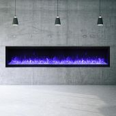 Amantii SYM-XT Symmetry Series Extra Tall Built-In Electric Fireplace with Black Steel Surround and Decorative Media