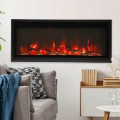 Amantii SYM-SLIM Symmetry Series Extra Slim Built-In Electric Fireplace with Black Powder Coated Surround & Remote